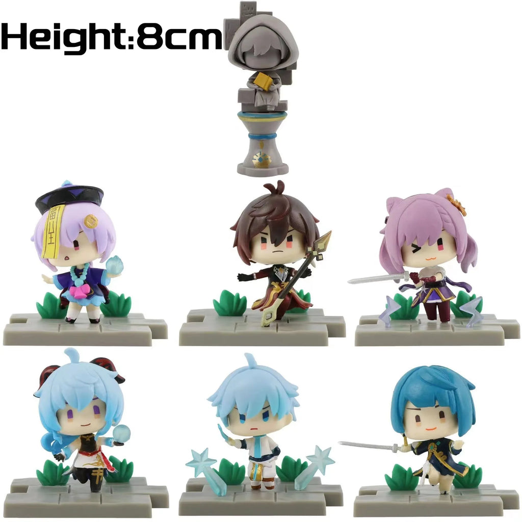 Anime Genshin Impact Kawaii Figure Paimon Amber Klee Kelly Action Figure Cute Game Figurine Model Kid Toys Children's Day Gifts