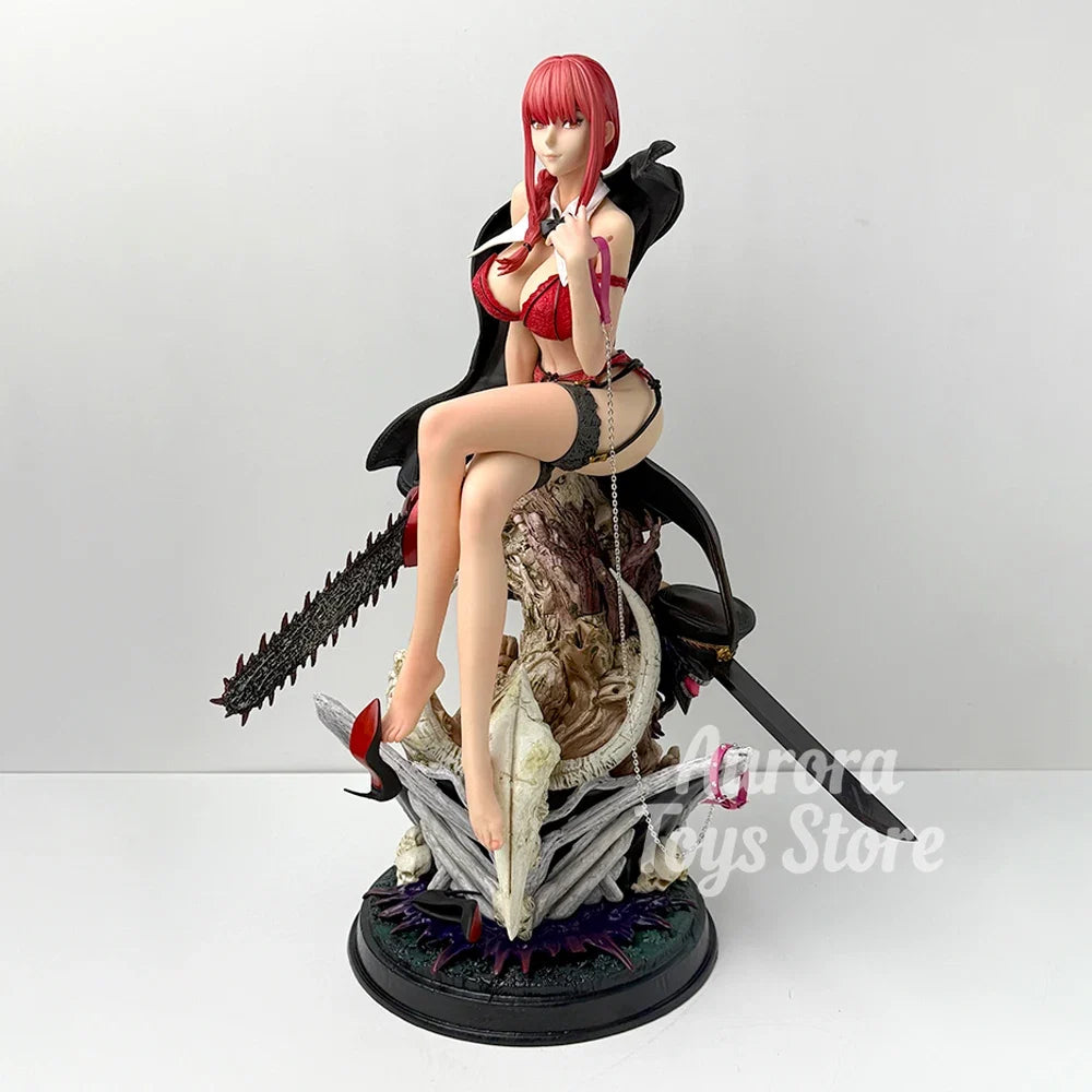 46cm/18.11in Anime Chainsaw Man Figure Makima Action Figures Pvc Statue Desktop Ornamen Collection Model Toys Gifts