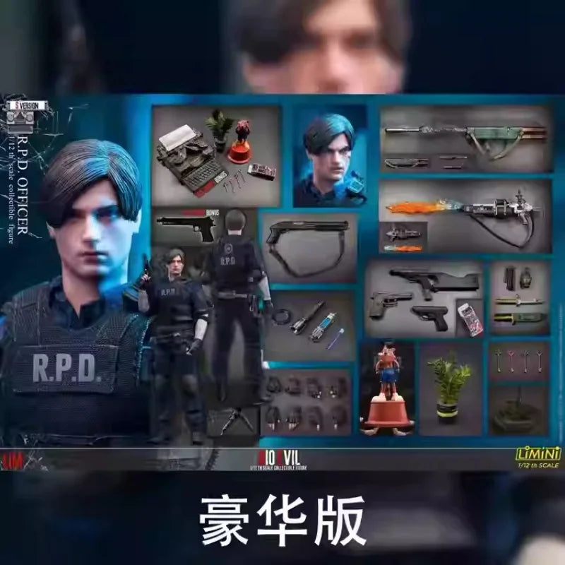 Limtoys Resident Evil Leon RPD Officer Actionfigur im Maßstab 1:12, beweglich, Sammlerstück, Deluxe Version für Gamesammler