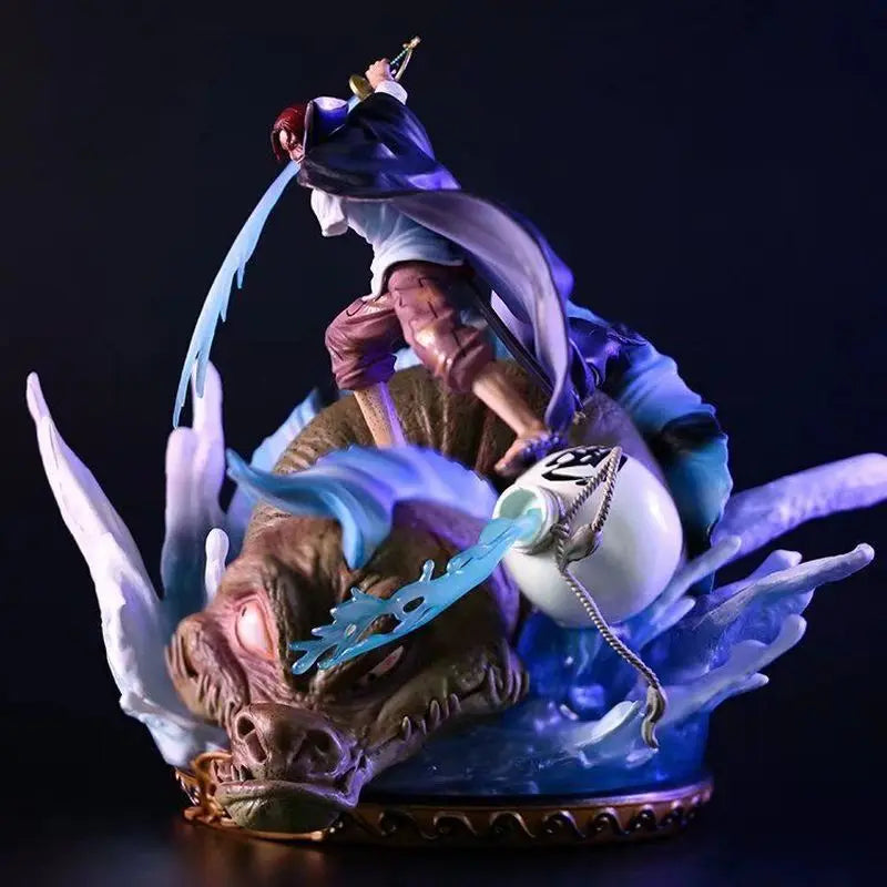28cm One Piece Shanks Combat Standing Position Anime Figure Model Statue Boys Collection Desktop Decoration Ornament Toys Gifts
