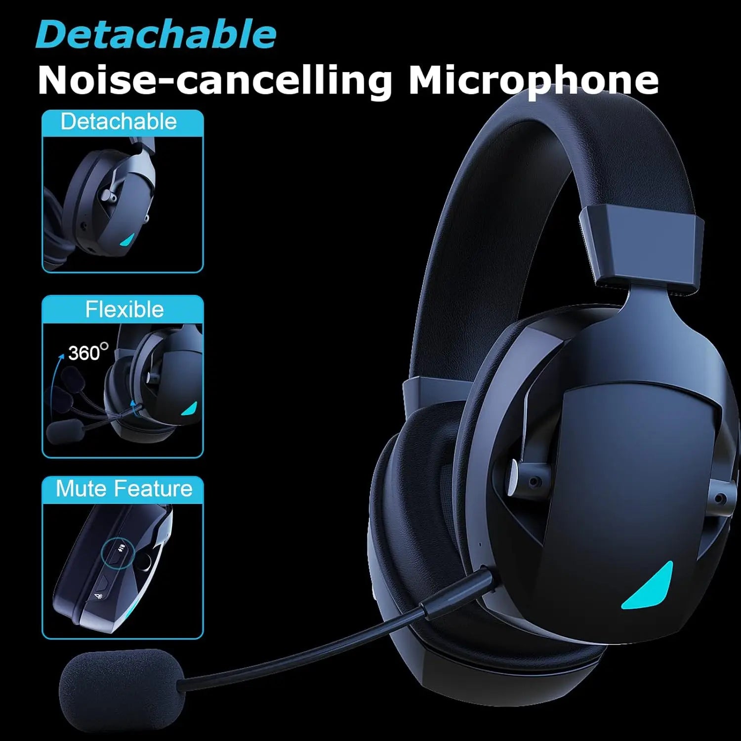Acinaci 2.4GHz Wireless Gaming Headset for PS5, PS4 Gamers, PC, Nintendo Switch, Bluetooth Gaming Headphones and microphone