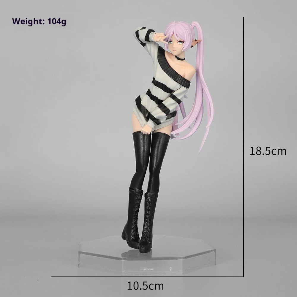 18.5cm Anime Figure - Frieren beyond Journey's End Striped Casual Wear Standing Victory Pose Model Statue Collectible Toy