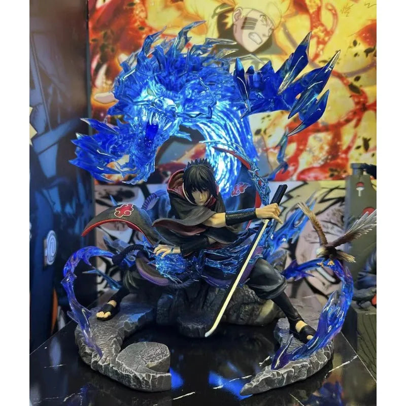 36cm Anime-Figur Uchiha Sasuke Leuchtend Hochwertiges Anime-Sammlungsmodell Harz-Desktop-Ornament Dekorationen Kinderspielzeug