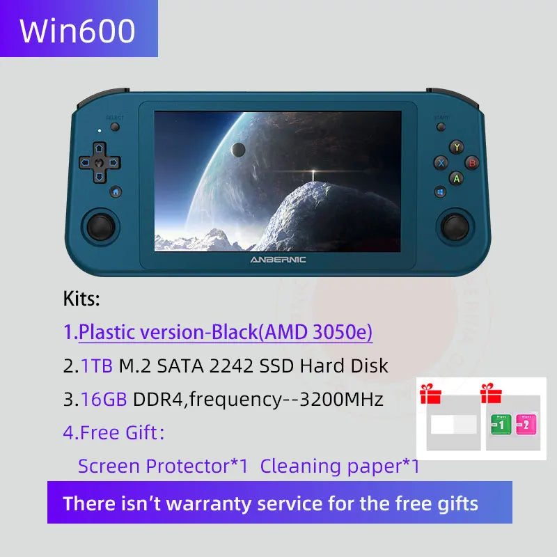 ANBERNIC Win600 5.94" Handheld Game Console Portable Gaming Laptop Computer 2 in 1 Gaming Player Support Windows 11 Steam OS