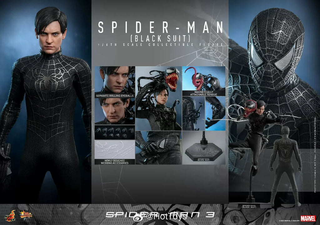 Hottoys 1/6 Scale Spider Man Toby Black Battle Dress Action Figure Exclusive to VIP Special Edition Collectible Ornament