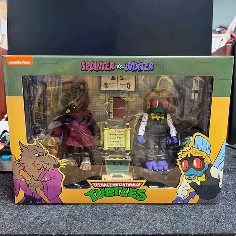 NECA TMNT Figure Splinter and Baxter Action Figuras 1987 Comic Teenage Mutant Ninja Turtle Figuirne Anime 7-Inch Model Original