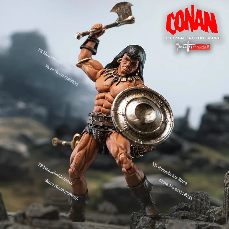 Frazettagirl 1/12 Collectible Destroyer Conan Warrior Action Figure Different Helmet Sword Model Design 6" Full Set Male Soldier