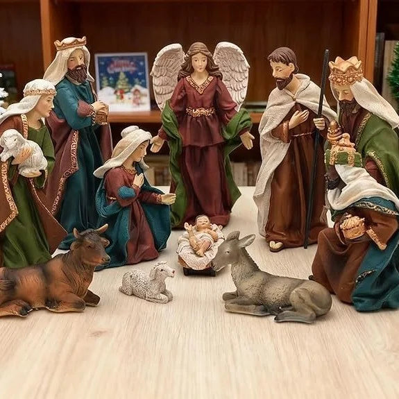 Realistic 11 Piece 18.5cm Figurine Set For Christmas Religious Nativity Scene Home Church Table Decor For Family Holiday Gift