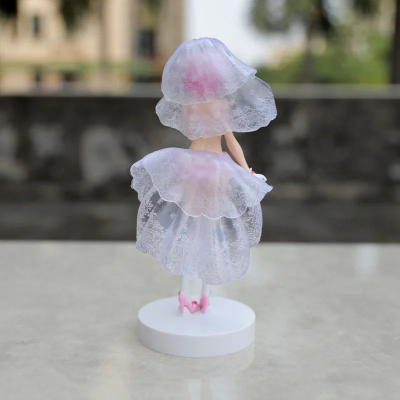 BANDAI 25CM Rem Anime Figure Re:Zero kara Hajimeru Isekai Seikatsu Kawaii Ram Crystal Wedding Dress Model PVC Doll Toys