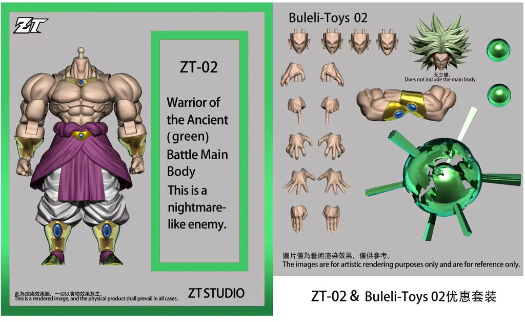 ZT STUDIO 1/12 ZT02 Dragon Ball Broly Anime Action Figures Ancient Warrior Green Broly Figure Collection Model Toys Gifts