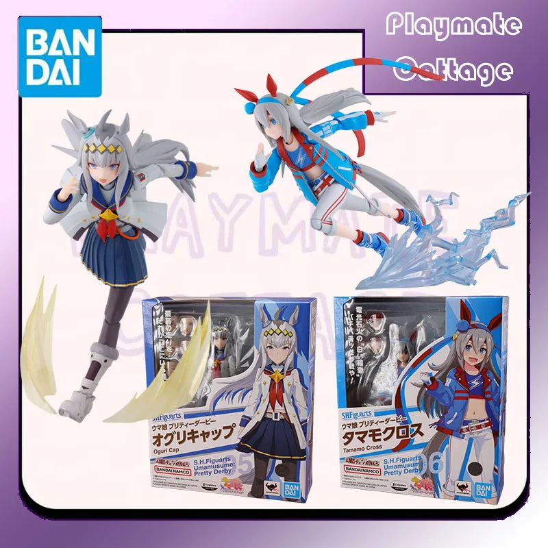 In Stock BANDAI Original SHF Oguri Cap Tamamo Cross Umamusume:Pretty Derby Anime Figure Model Toy Collectible Gift Children Girl