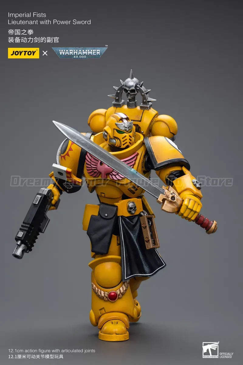 【In Stock】Original JOYTOY Warhammer 40K Imperial Fists Lieutenant with Power Sword 1/18 Action Figure Toy Model Gift