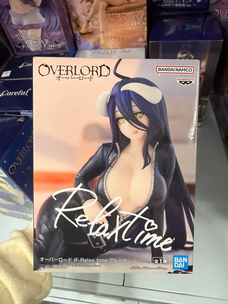 Bandai Original Banpresto Relax Time Overlord 18Cm Albedo Lying Down Action Figures Anime Figura Cartoon Dolls Toys Juguete Gift