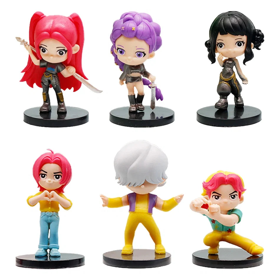 Q Version K-pop Girls Set Box Action Figure PVC Toy Derpys Rumi Mira Zoey Saja Boys Sussy Figurine Doll Fans Gift Childen Gift