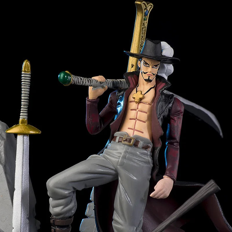 One Piece Summit War Hawk Eyes Mihawk Figure Shichibukai Anime Collectible Model Statue Battle Pose Display