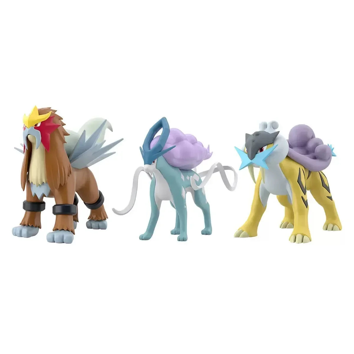 Limited  Edition Johto  Region Entei, Suicune, Raikou Q Version Movable Figure Toys - Collectible Anime Merchandise