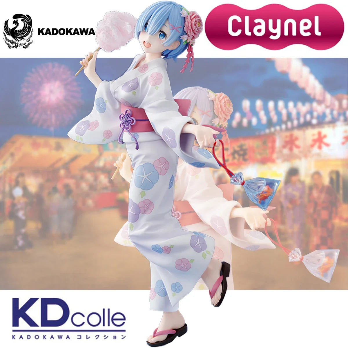 In Stock Original Claynel Kadokawa Prepainted KDcolle Re:Zero Kara Hajimeru Isekai Seikatsu Rem Yukata Ver. Anime Figure Model