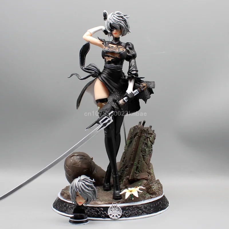 Nier Automata Figures Yorha No.2 Figure 33cm Pvc 2B Statue 2 Heads Action Figurine Collection Cars Ornament Hot Girls GK Gifts