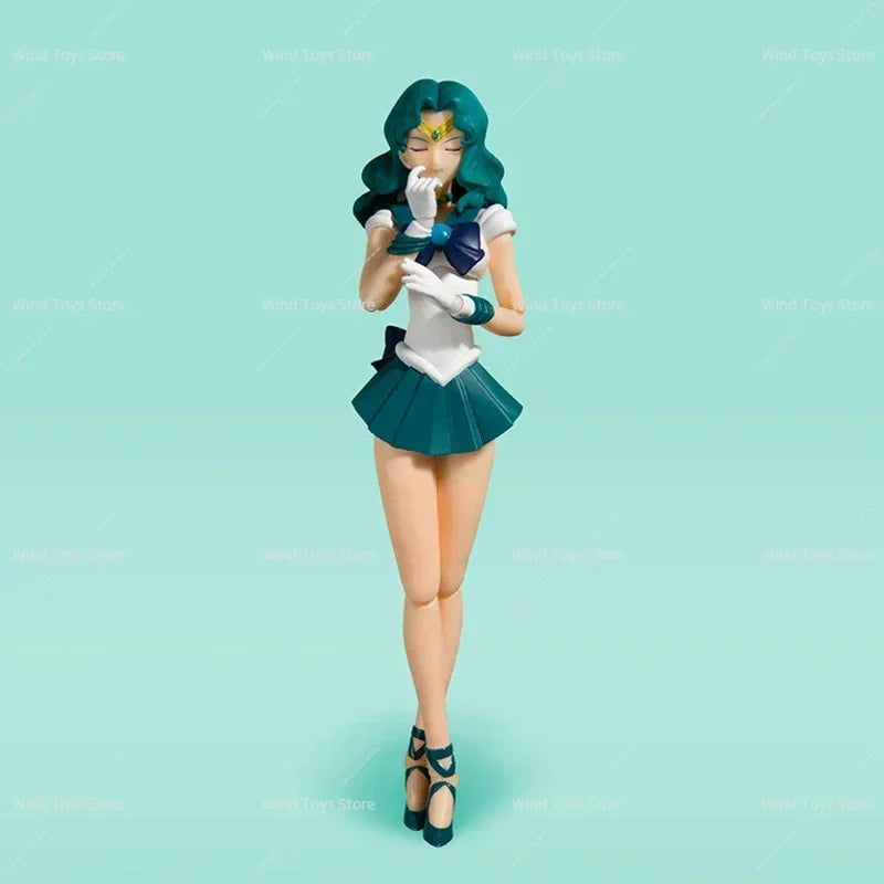 Bandai Sailor Moon Figure SHF Kaiou Michiru Neptune Animation Color Genuine Anime Figure Action Toy Figure Toys for Children