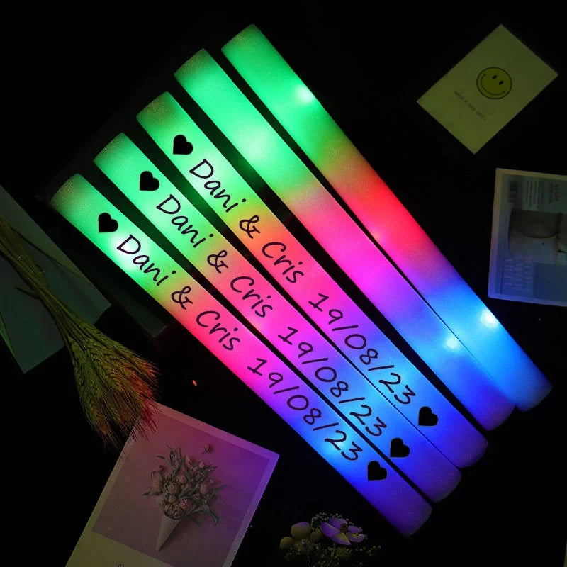 12/30/60Pcs LED Glow Sticks Bulk Colorful RGB Glow Foam Stick Cheer Tube Dark Light for Xmas Birthday Wedding Party Supplies