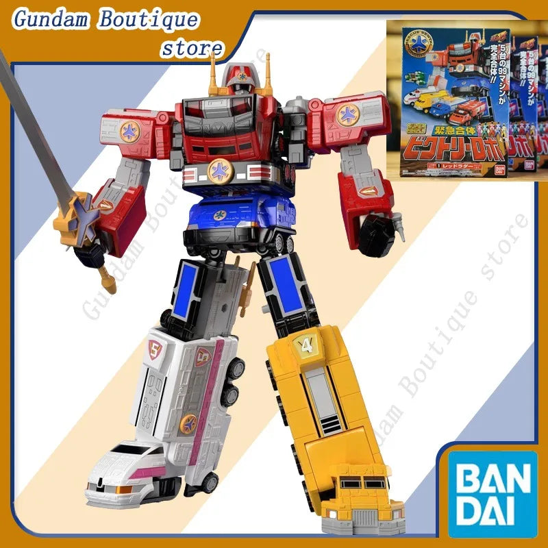 Bandai Genuine Shokugan SMP Rescue Rangers GoGoFive Victory Robot Anime Action Figure Assembly Model Toys Christmas Gift for Kid
