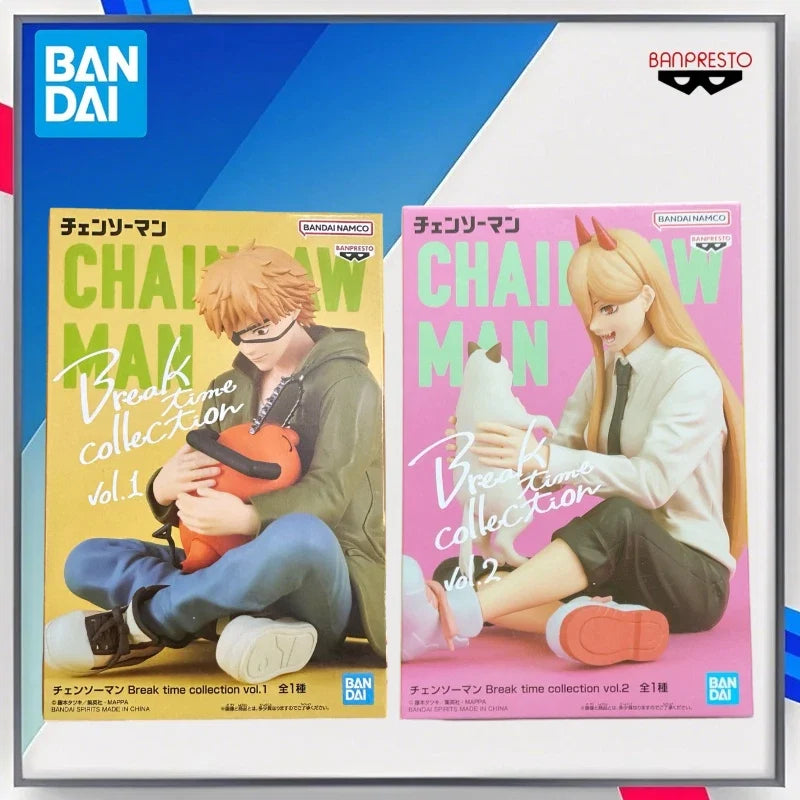 Bandai Genuine Chainsaw Man Anime Figure Denji Power Action Figure Toys for Boys Girls Kids Christmas Gift Collectible Model