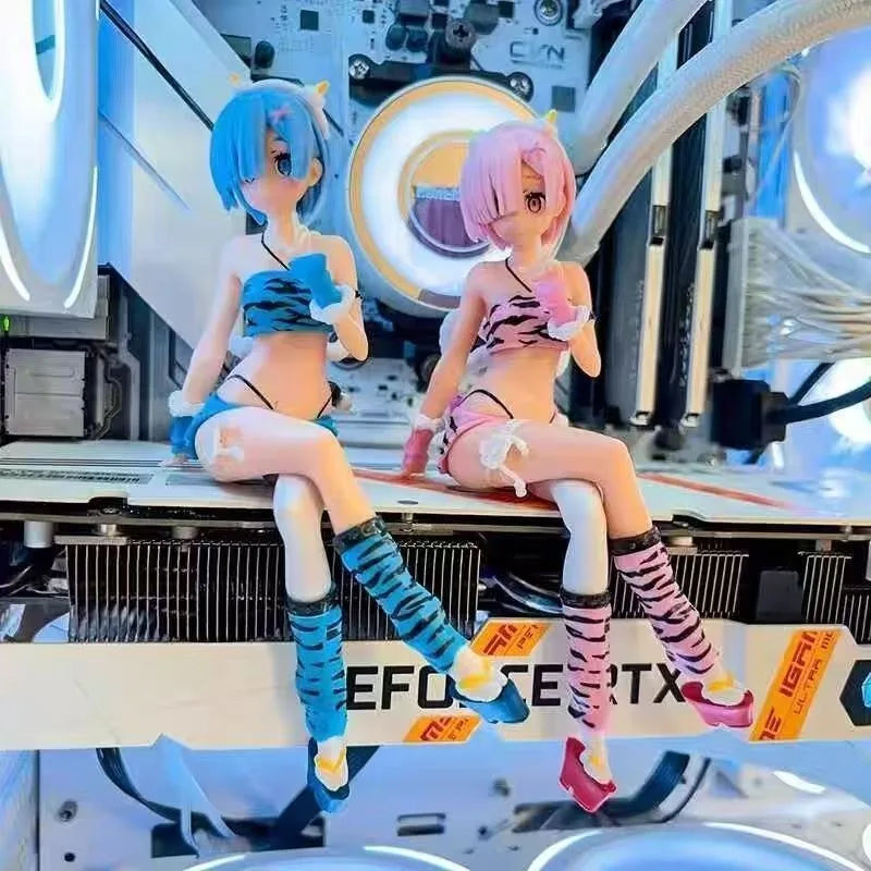 Rem Ram Swimsuit Pretty Girl Collection Ornament Anime Characters Desktop Automotive Parts Toys Series Boys Girls Toys Gifts