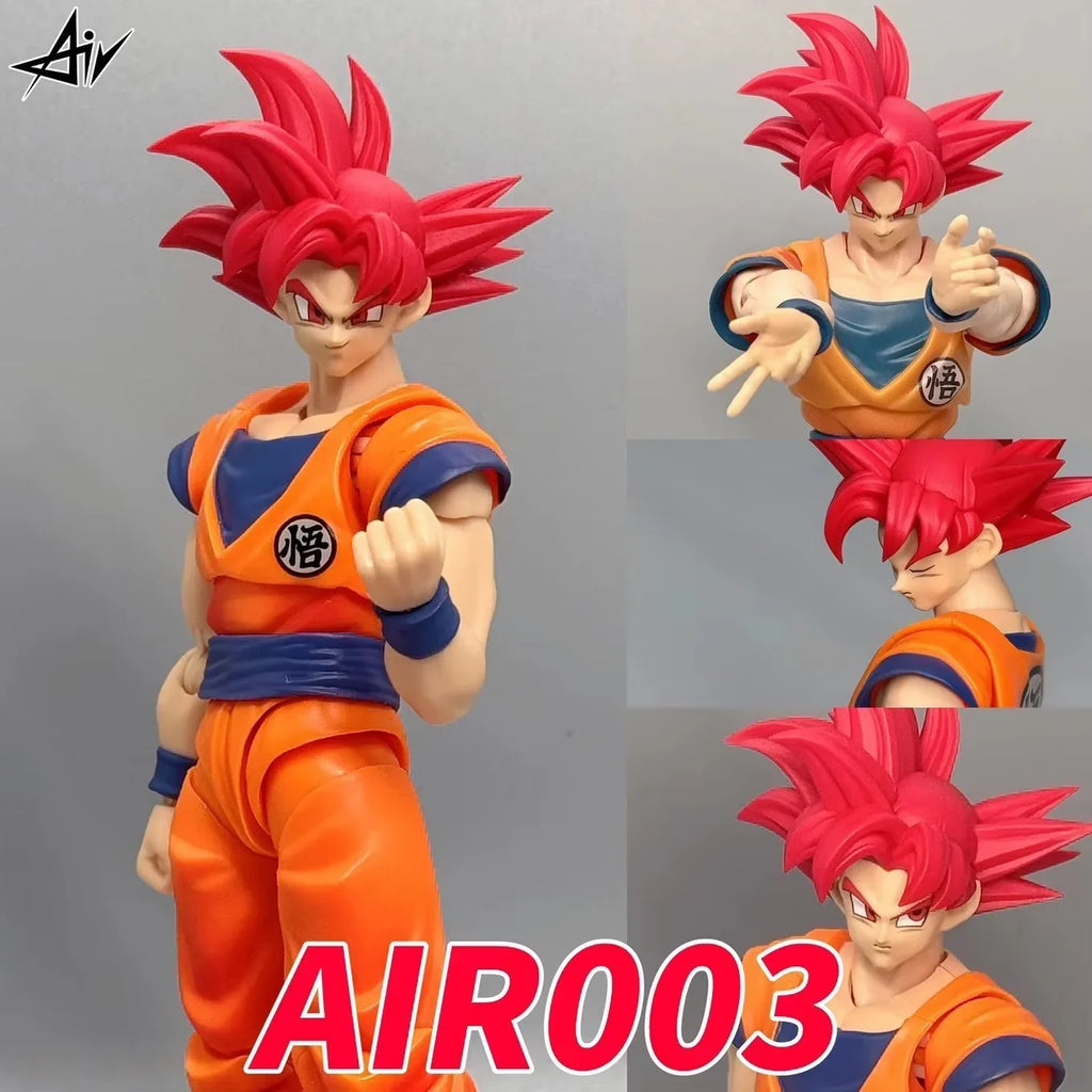 Air Toy Dragon Ball Shf Red God Breath Goku Head Accessories Super Saiyan God Son Goku Custom Heads Kit Accessories Figures