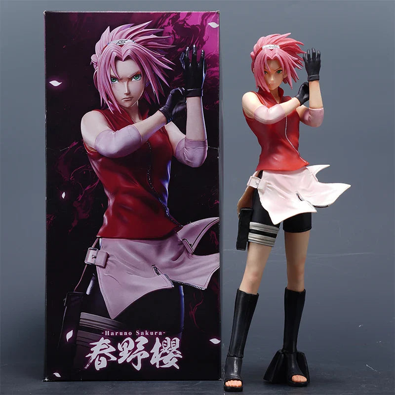 Gk 28cm Haruno Sakura Door God Series Ninja Action Figure Standing Statue Model Ornament Pvc Dolls Kids Collectible Toys Gifts