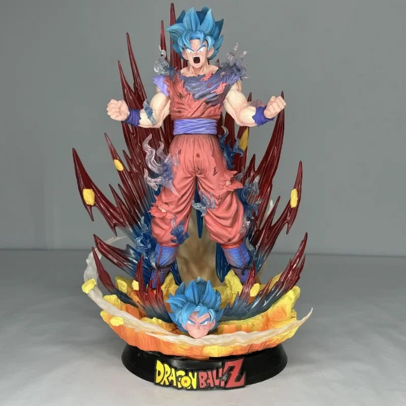 44cm Dragon Ball Figure Son Goku Saiyan with Blue Hair Action Anime Model Collection PVC GK Model Statue Desk Decor Toy for Gift