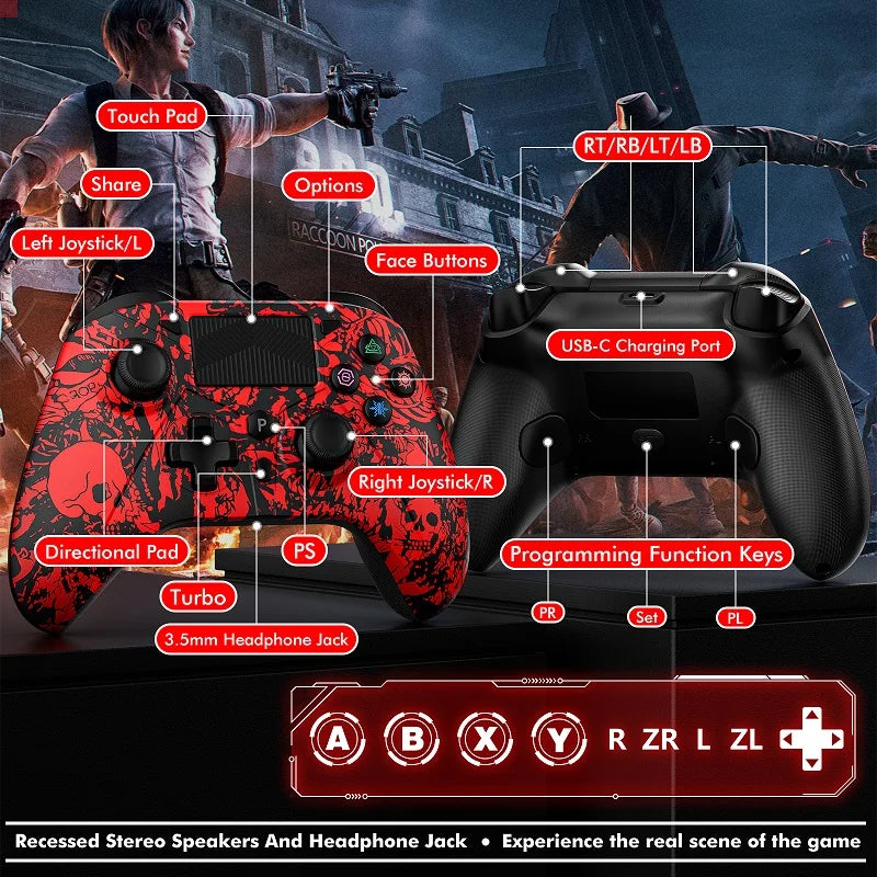 For PS5/PC/Steam Console Controller Wireless Gamepad W/ Turbo Dual Vibrate Gaming Joystick Game Remote Control Handle Rocker