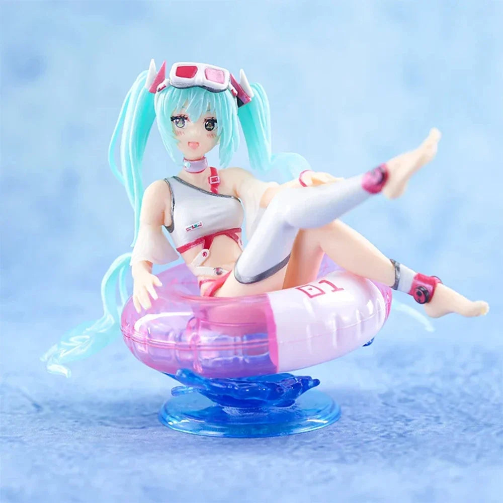 New Hatsune Miku Anime Figure Aqua Float Girls Elaina Action Figure Kawaii Sit Swimming Ring Girl Figurine Collectible Toys