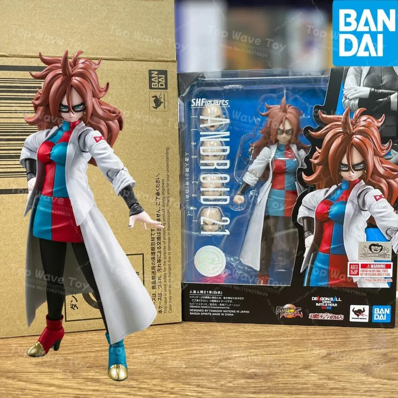 New Stock Bandai Genuine Figure Dragon Ball SHF Super Hero Android No.21 Lab Coat Anime Action Figure Toys Model Collection Gift