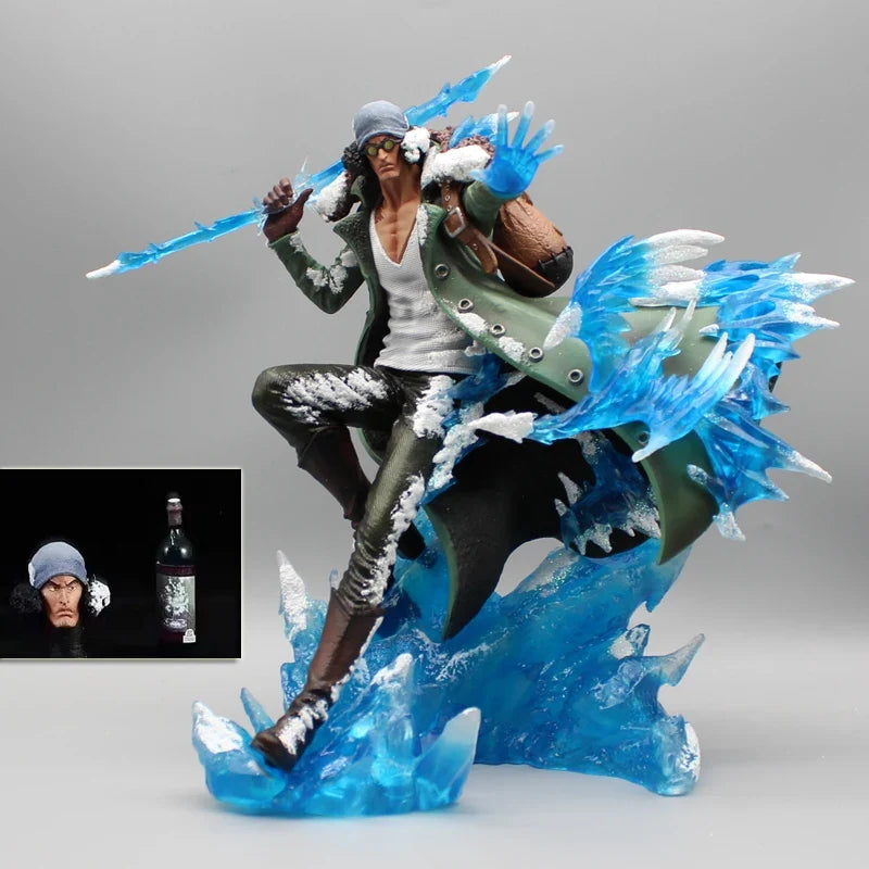 One Piece Aokiji Kuzan Anime Figures 2 Heads 30cm Gk Figurine Pvc LED Luminous Model Statue Collection Decora Toy Christmas Gift