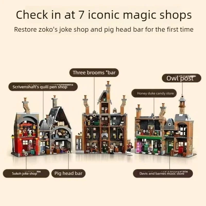 3228pcs Bricks Hogsmeade 76457 Building Blocks Winter Village Street View Model Assemble Toys Movie Children Christmas Gifts