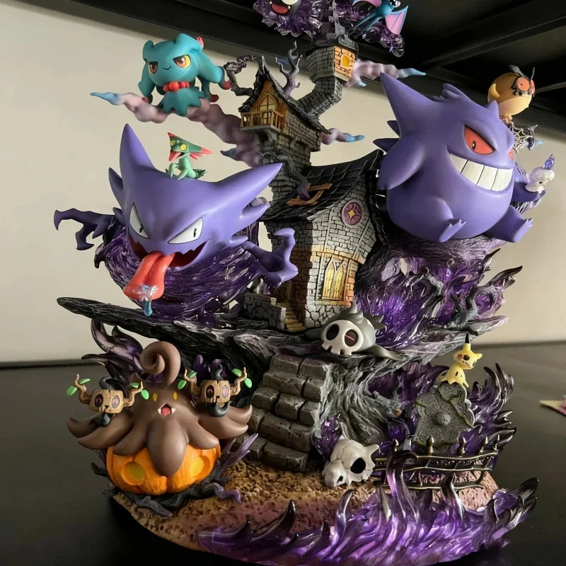 PokéMon 31cm EGG Ghost Type Family Set Figure Gengar Evolution GK Model PVC Anime Statue Toy With Base Desktop Ornament Boy Gift