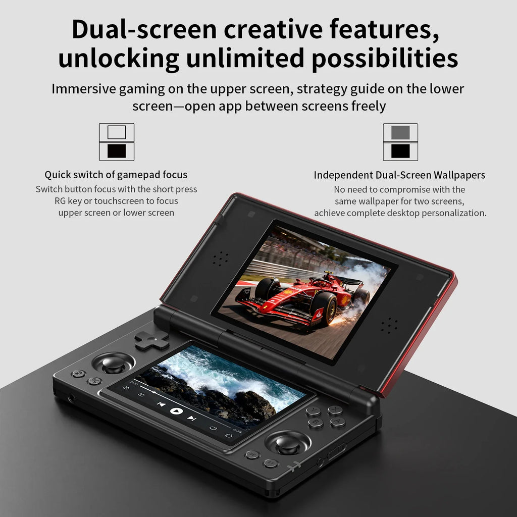 Anbernic RG DS Handheld Game Console 4" IPS Dual Screen Android 4000mAh Flip Video Games Player Supports RixelHK Wifi Streaming