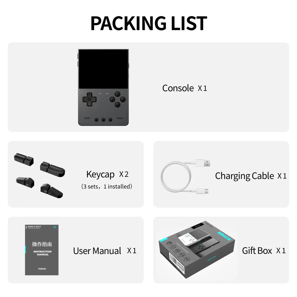 AMPOWN TRIMUI BRICK HAMMER Handheld Game Console Retro Video Games 3.2'' IPS Screen Full Metal CNC Linux System Portable Gaming