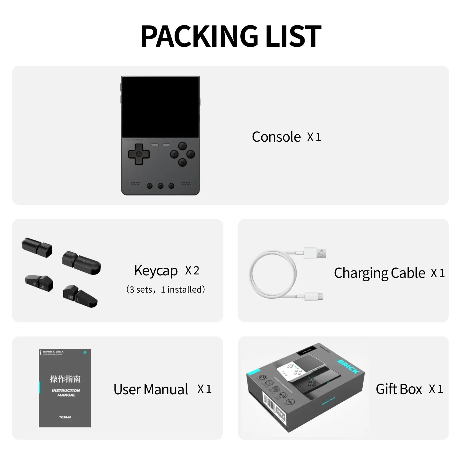 AMPOWN TRIMUI BRICK HAMMER Handheld Game Console Retro Video Games 3.2'' IPS Screen Full Metal CNC Linux System Portable Gaming