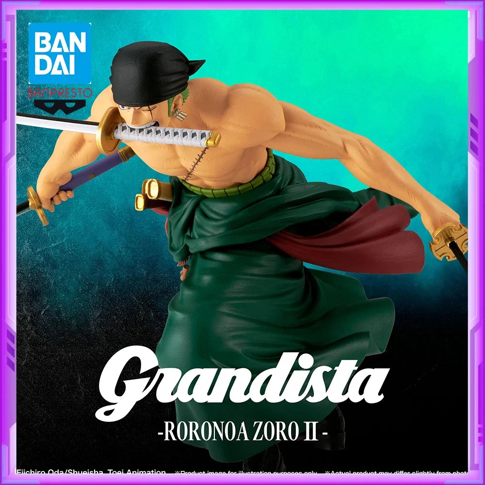Original BANDAI Banpresto ONE PIECE Grandista Roronoa Zoro PVC Anime Figures Action Figure Model Toys