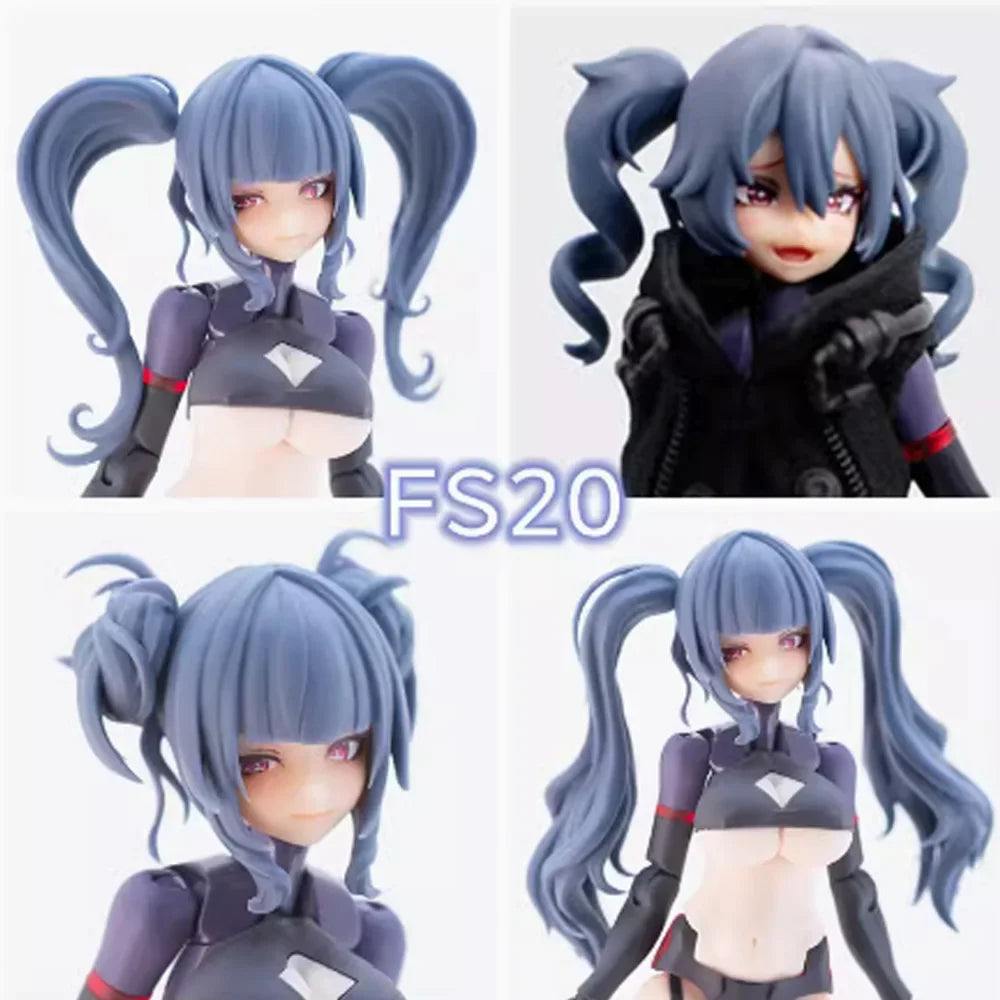 SH 1/12 Machine Girl Goddess Device FS20 Double Ponytail Wavy Hairstyle Modification Resin GK Accessory Model