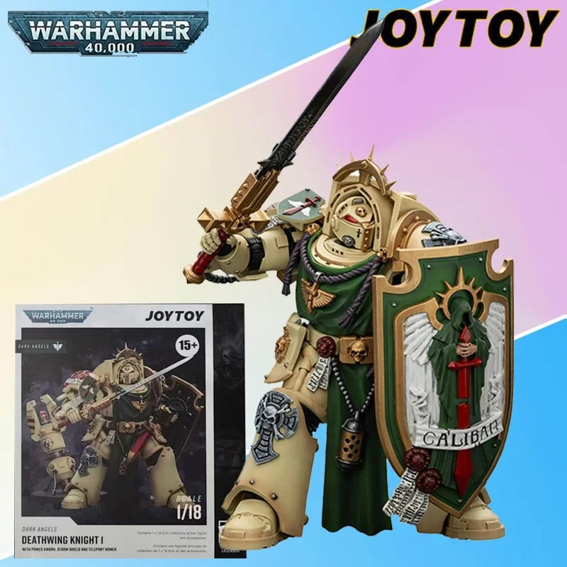 JOYTOY Genuine WARHAMMER 40,000 Series Deathwing Knight Equipped with Energy Sword and Storm Shield Movable Model As A Gift