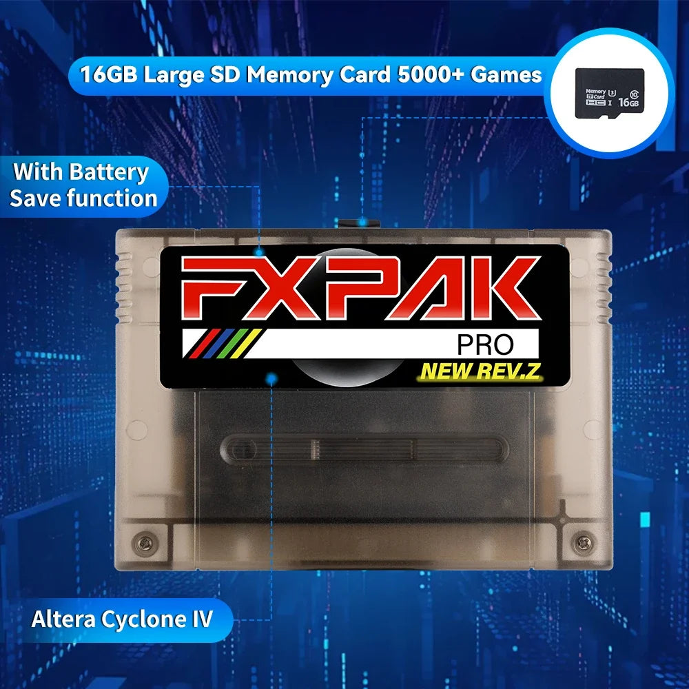 Rev. Z FXPAK Version Pro 5000 in 1 For SNES 16 Bit Video Game Console with 16G Card Gift FOR Cyclone Chip