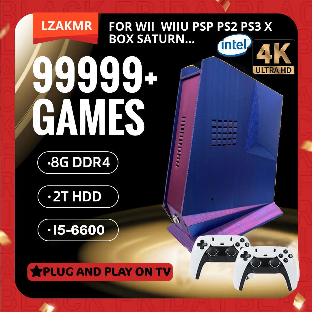 I5-6600 Retro Game Box G3 with over 99,999 games and a 2TB game system, featuring Windows 11 and Batocera. Compatible with PS2,