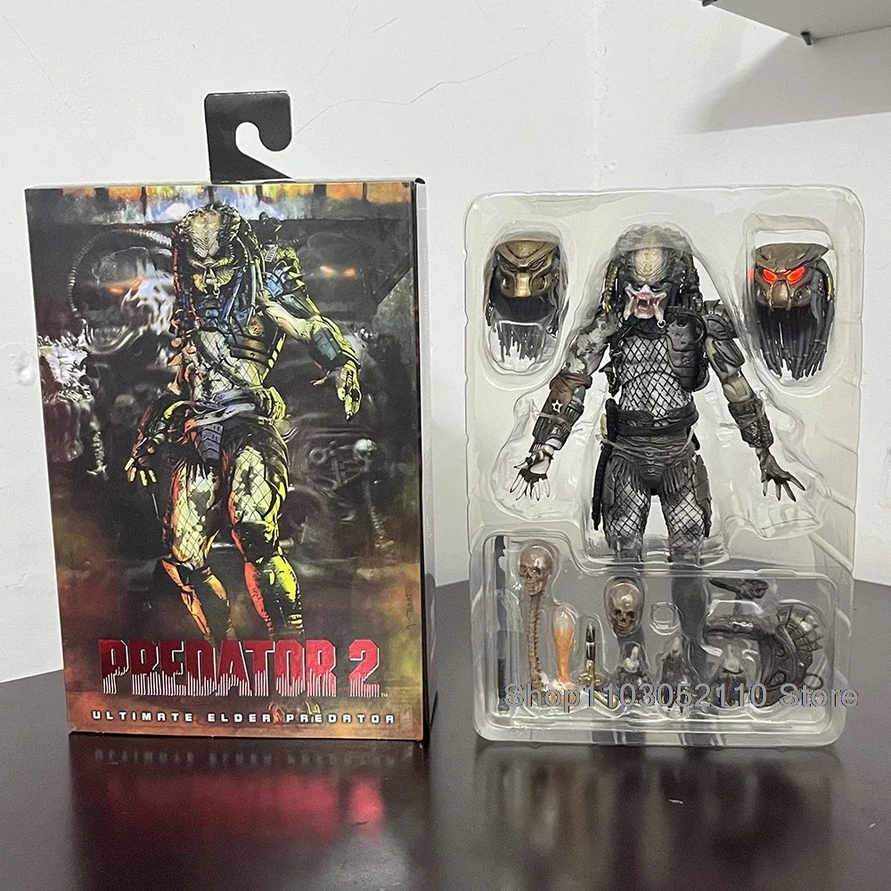 NECA Elder Predator Figure With LED Predator VS Alien Edition Predator Alien Hunter Action Figure Model Collectible Gifts