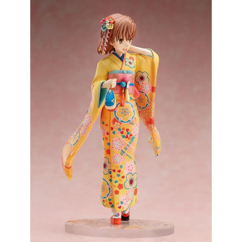 F:NEX Original:Toaru Kagaku No Railgun Misaka Mikoto kimono 24cm PVC Action Figure Anime Figure Model Toys Collection Doll Gift