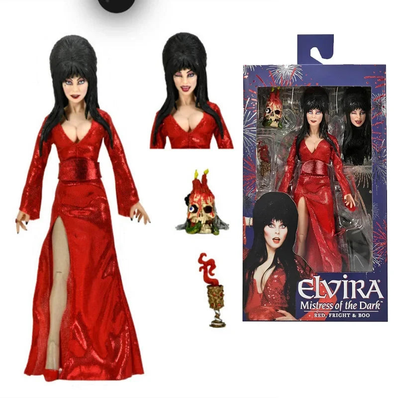 NECA 5608 Toys Elvira – 8” Clothed Action Figure – “Red, Fright, and Boo” Collection Doll Decoration Gift Original Model