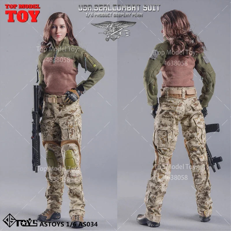 ASTOYS AS034 1/6 Scale U.S. Navy Camouflage Combat Uniform Suit Clothes Model Fit 12" Female Soldier Action Figure Body Dolls