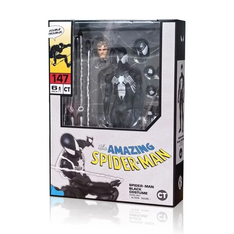 CT 1/12 The Amazing Spider-Man MAFEX 147 S.H.Figuarts Spider Man Venom symbiotic Black Suit Anime  Action Figures 6" Model Toy