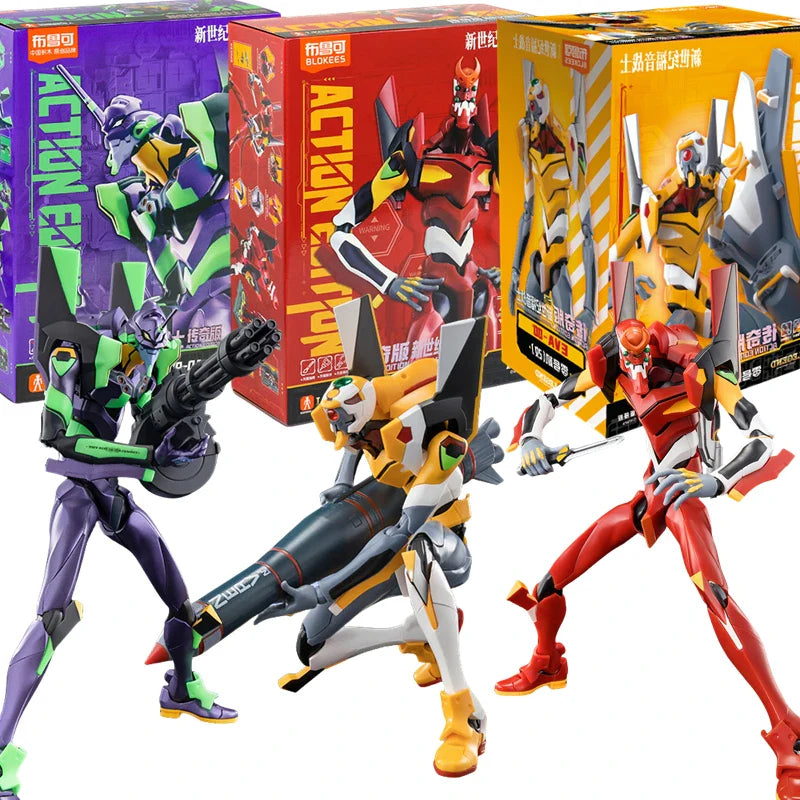 BLOKEES Original EVANGELION-02 01 08 EVA00 NEON GENESIS EVANGELION Asuka Shinji Zusammengebaute Actionfigur Anime Roboter Rüstung Spielzeug